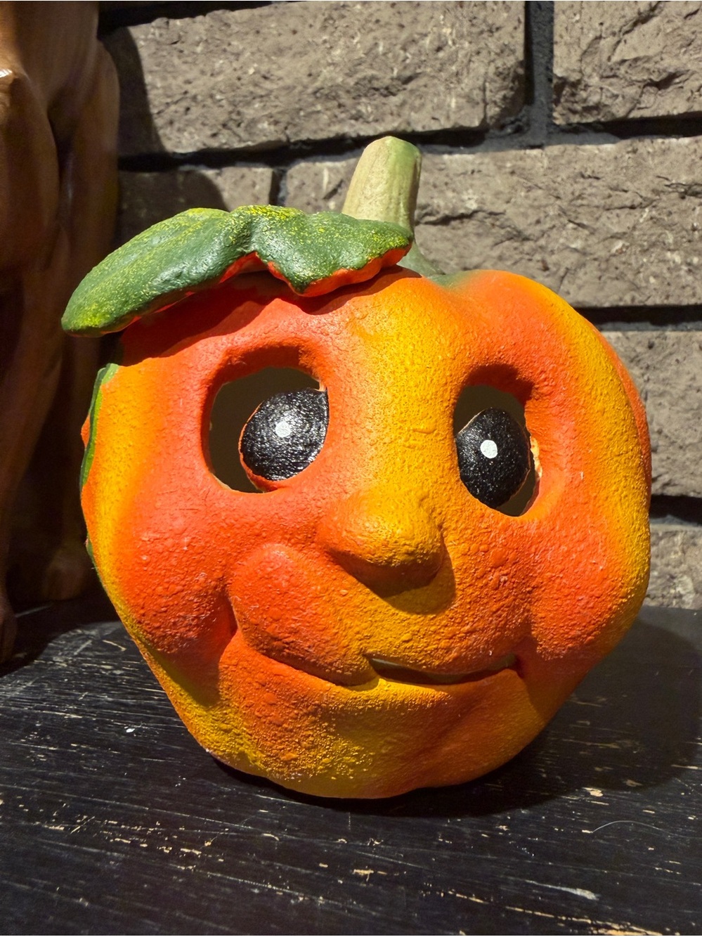 VTG anthropomorphic Retro Ceramic Jack-o’-Lantern Pumpkin Face Halloween